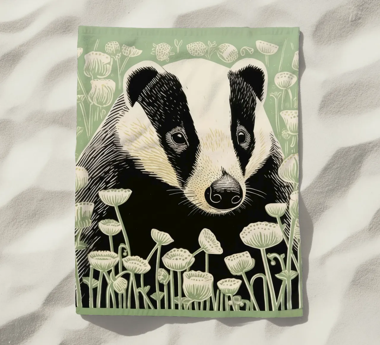 Tasso verde 4 telo mare da Minimal Animal Art