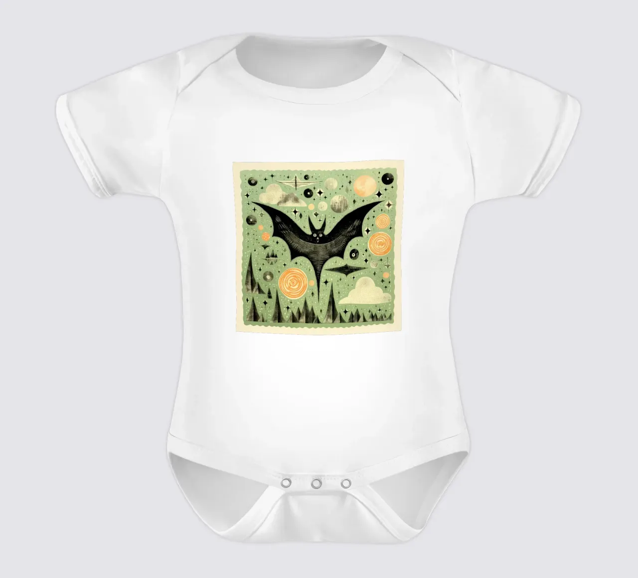 Pipistrello verde 1 body neonato maniche corte da Minimal Animal Art