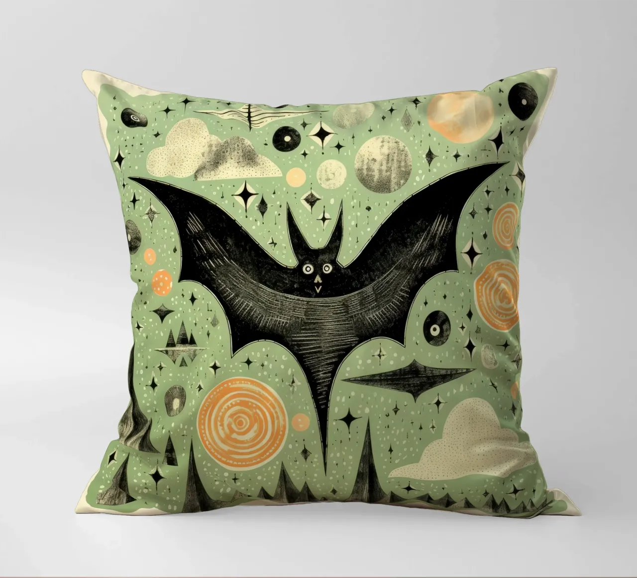 Pipistrello verde 1 cuscino da Minimal Animal Art