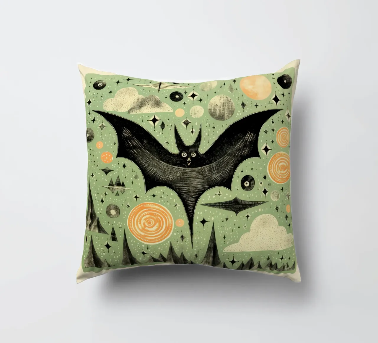 Pipistrello verde 1 cuscino da Minimal Animal Art