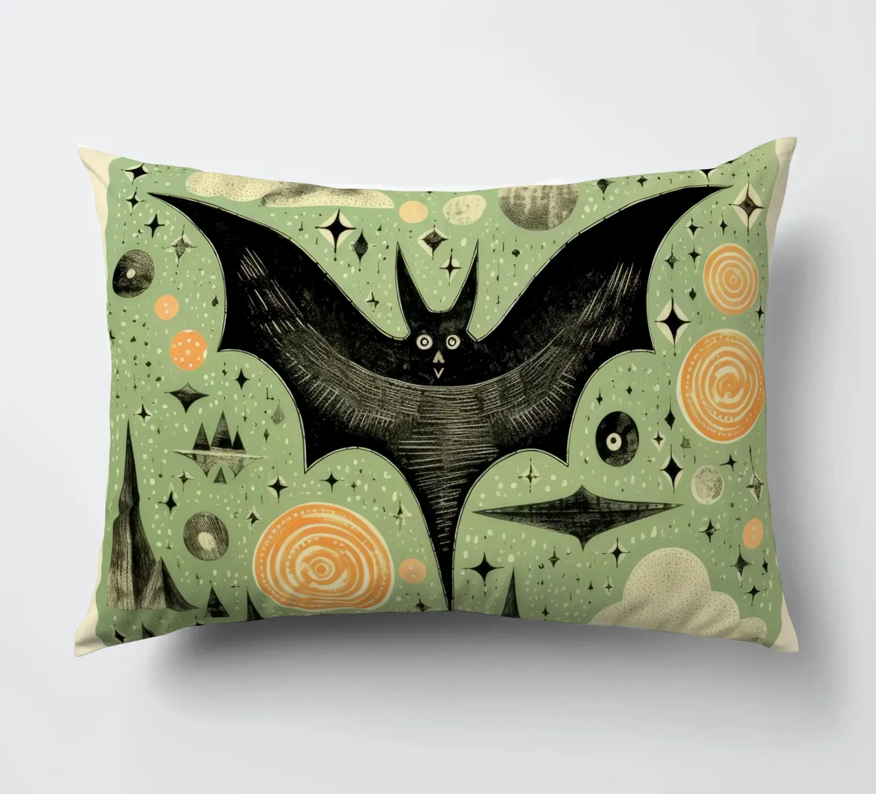 Pipistrello verde 1 cuscino da Minimal Animal Art
