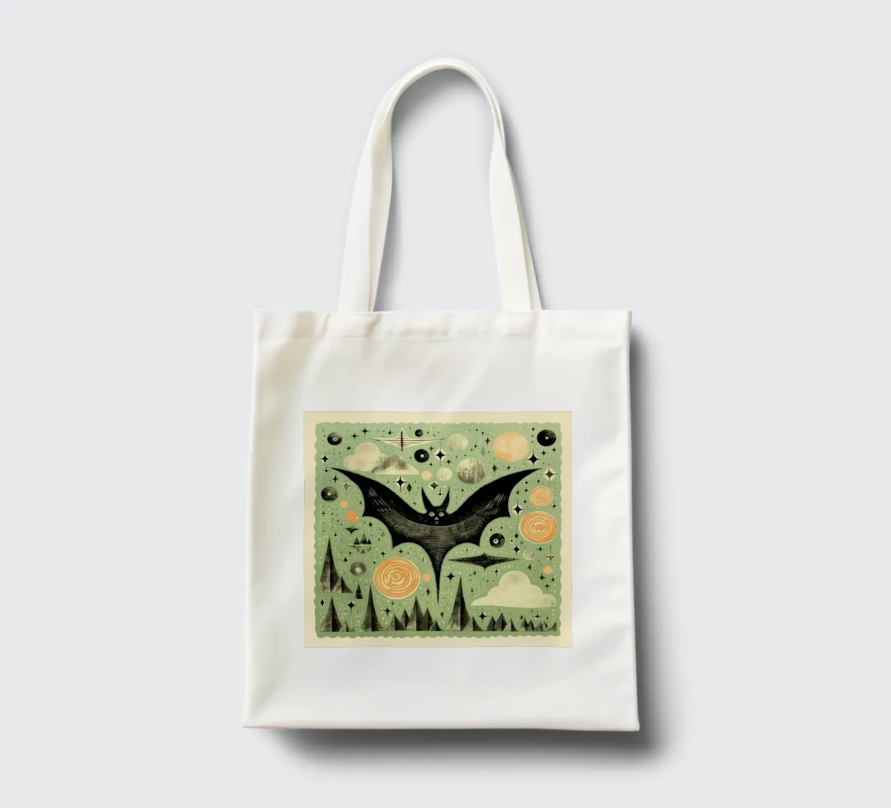 Pipistrello verde 1 borsa in juta da Minimal Animal Art