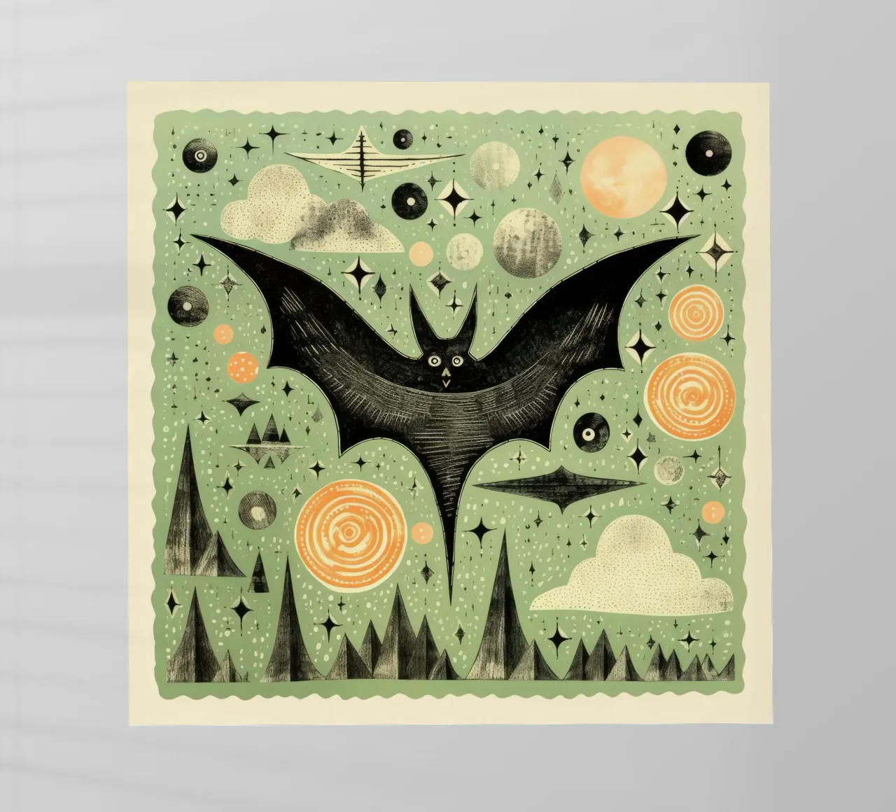 Pipistrello verde 1 pellicola backlit da Minimal Animal Art