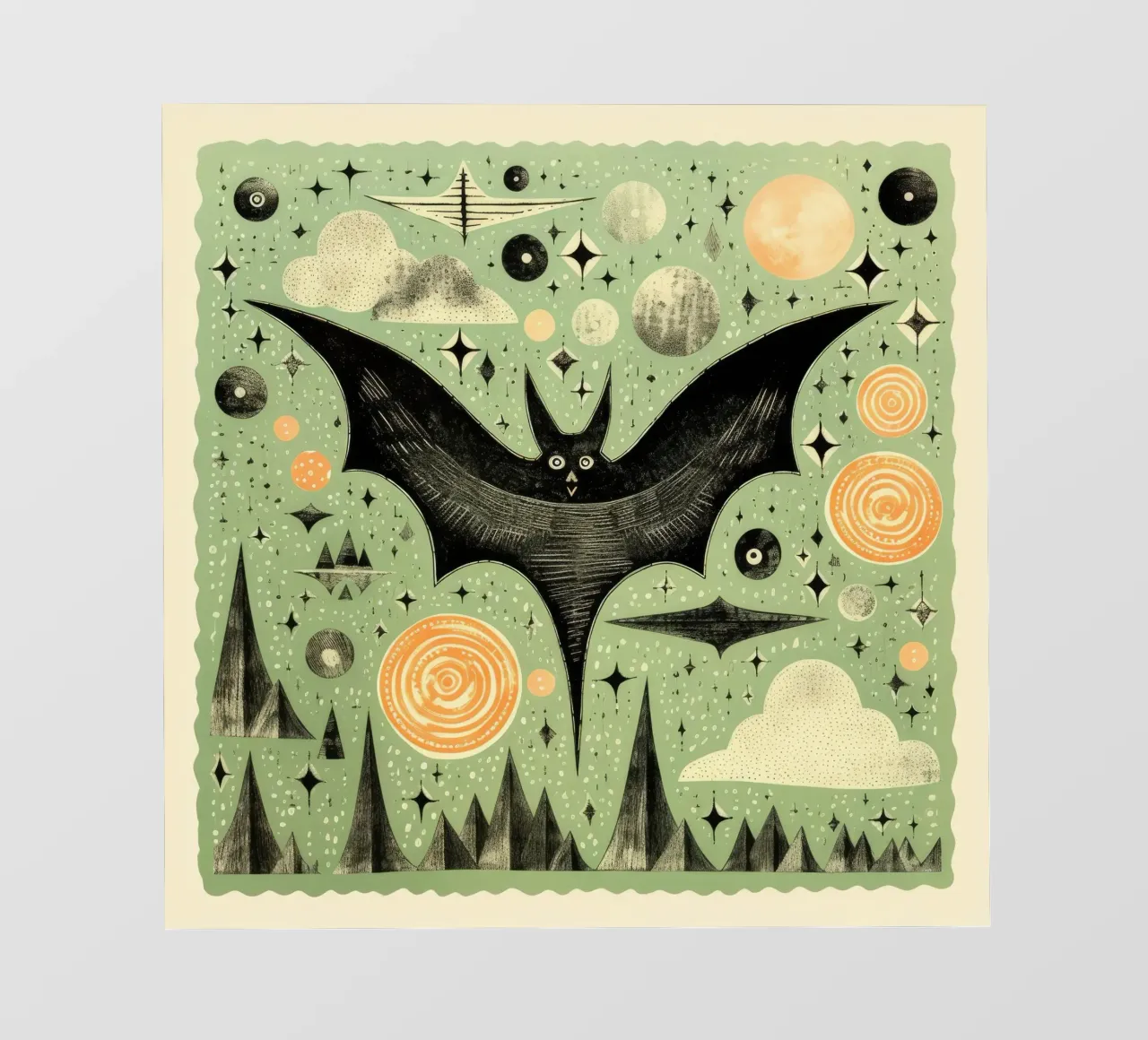 Pipistrello verde 1 pellicola backlit da Minimal Animal Art