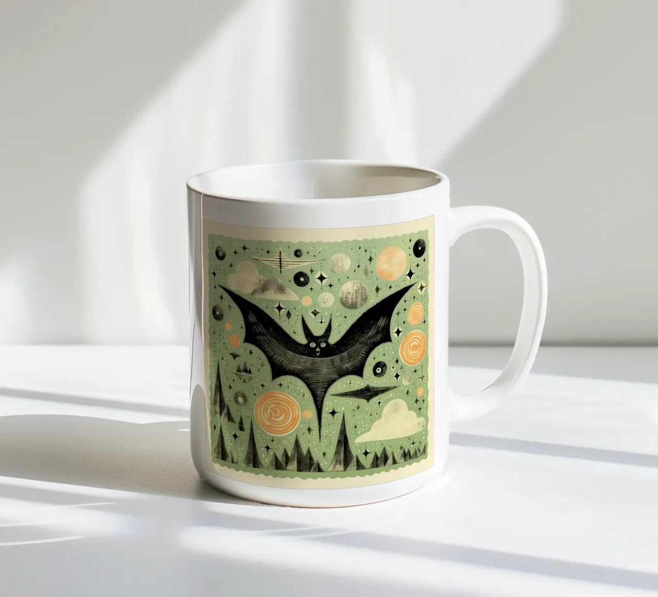 Pipistrello verde 1 tazza in ceramica da Minimal Animal Art