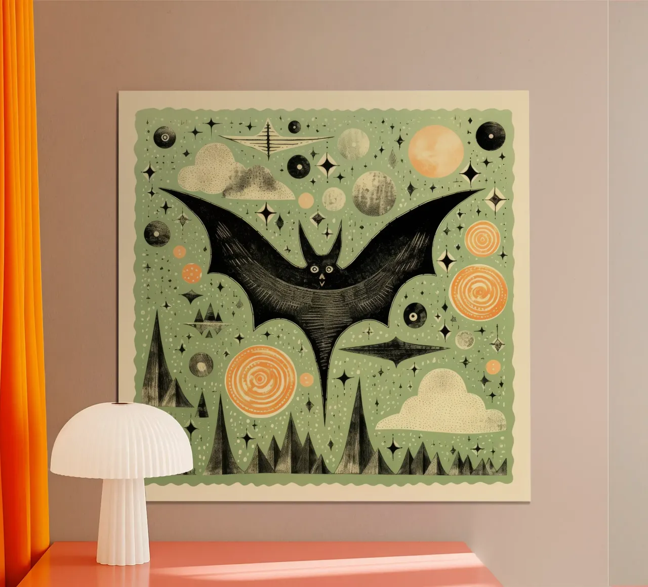 Pipistrello verde 1 carta hahnemühle da Minimal Animal Art