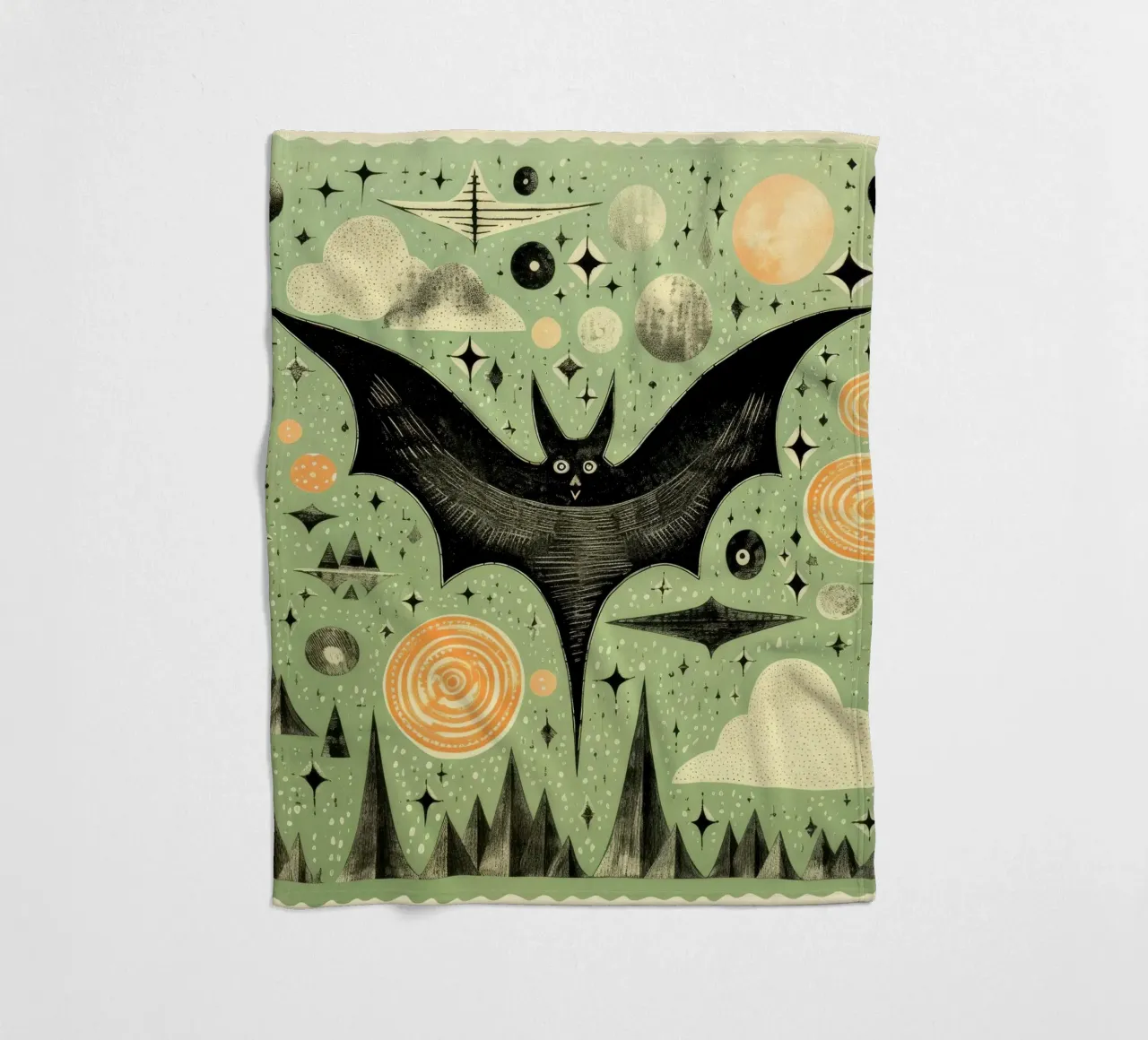Pipistrello verde 1 coperta in pile da Minimal Animal Art