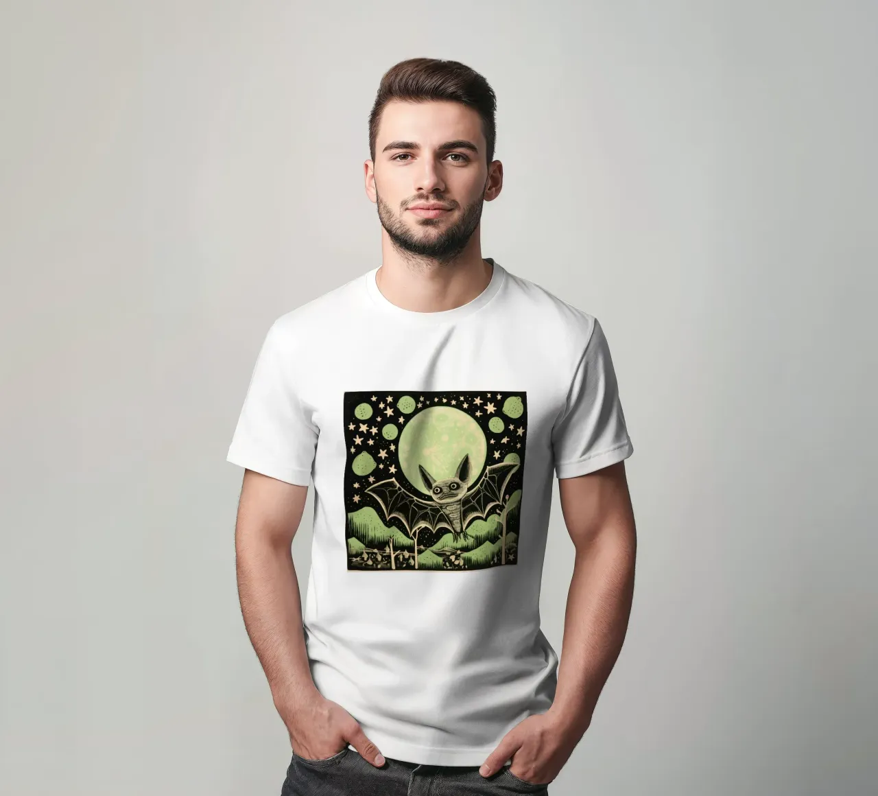 Pipistrello verde 2 t-shirt da Minimal Animal Art