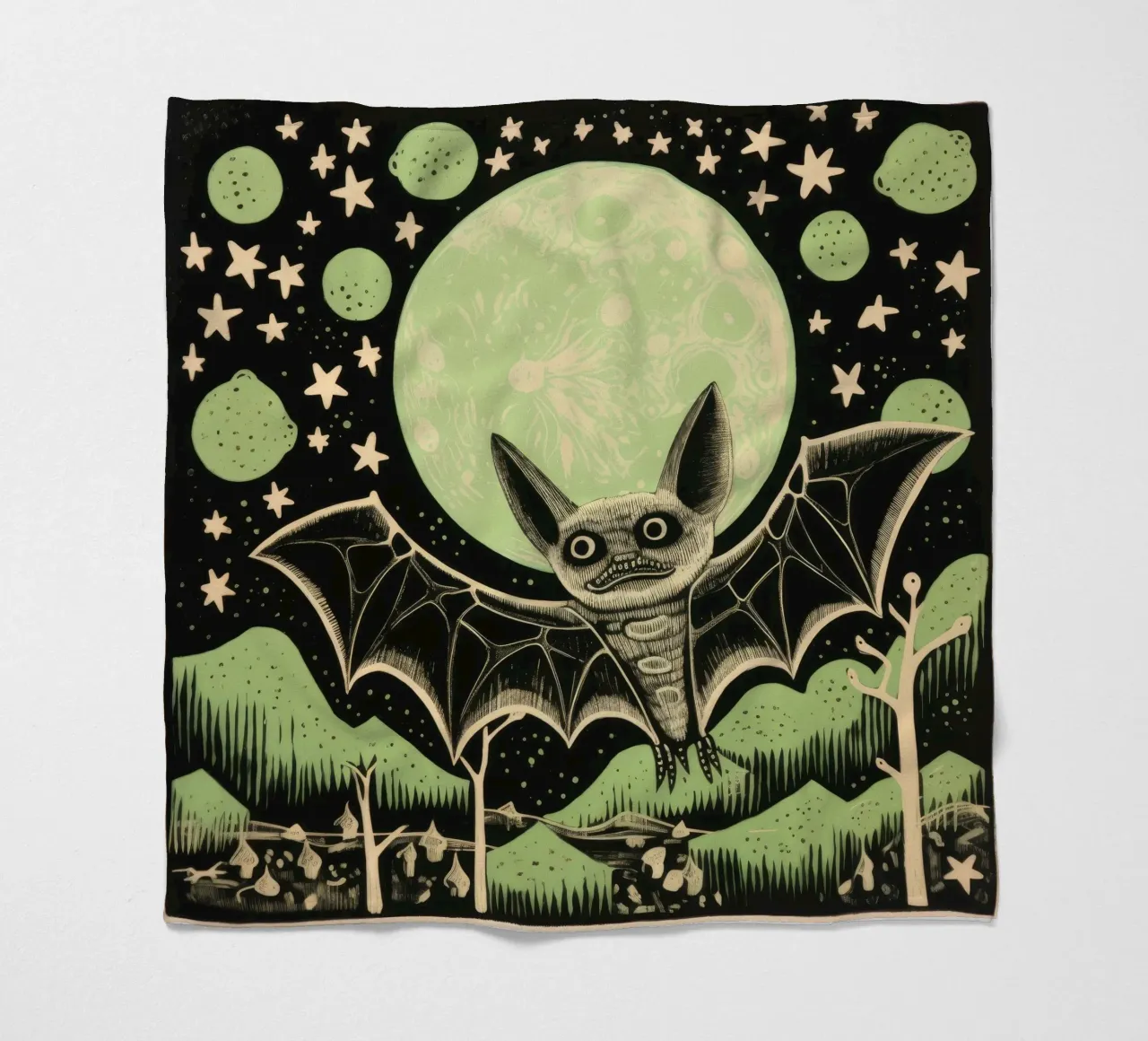 Pipistrello verde 2 coperta in pile da Minimal Animal Art
