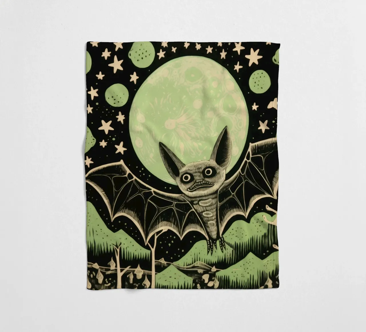 Pipistrello verde 2 coperta in pile da Minimal Animal Art