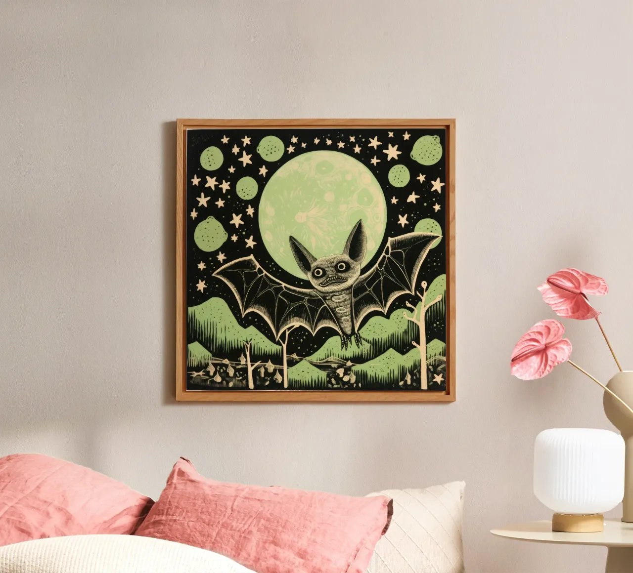 Pipistrello verde 2 alluminio dibond da Minimal Animal Art
