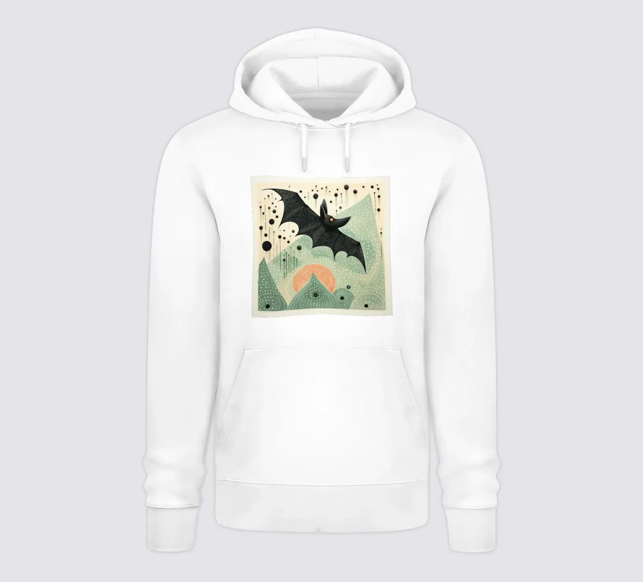 Pipistrello verde 3 felpa con cappuccio da Minimal Animal Art