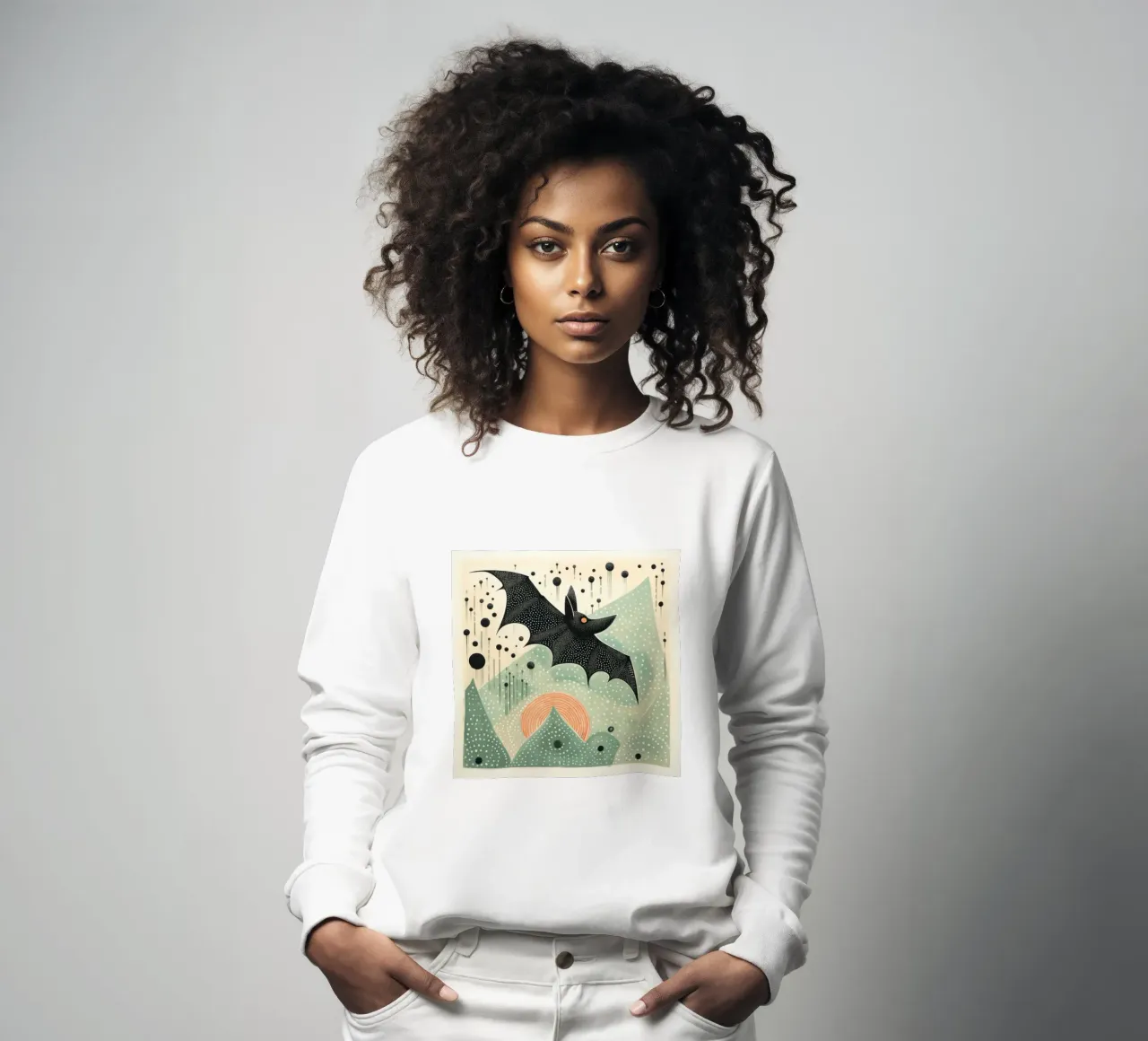 Groene vleermuis sweatshirt van Minimal Animal Art