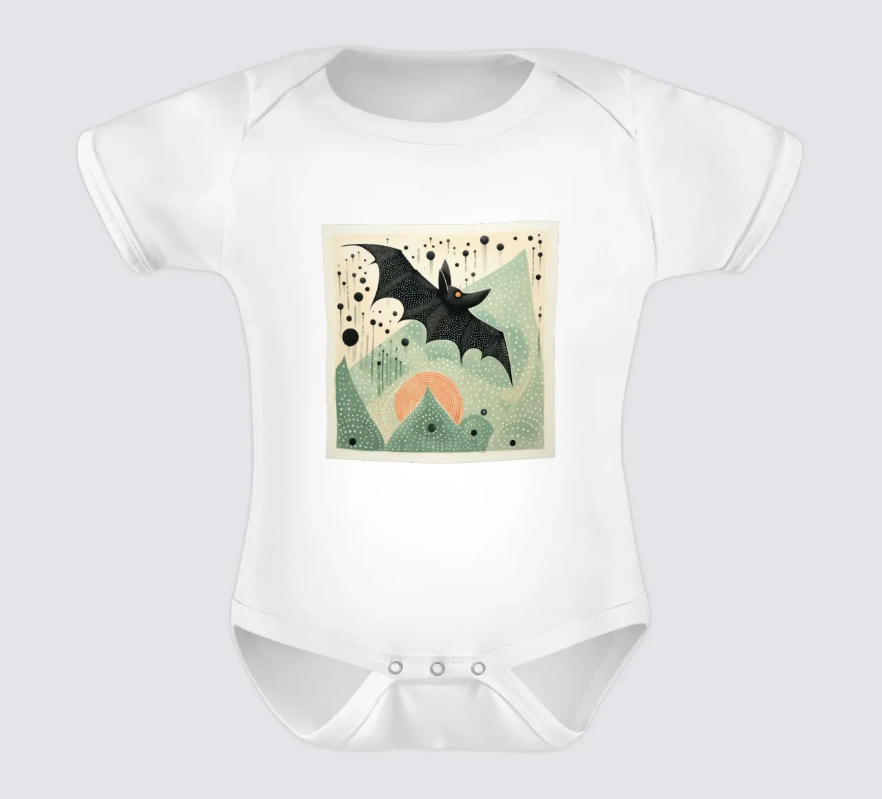 Pipistrello verde 3 body neonato maniche corte da Minimal Animal Art