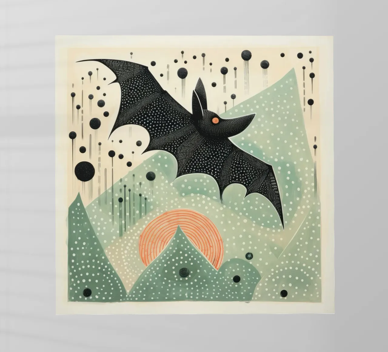 Pipistrello verde 3 pellicola backlit da Minimal Animal Art