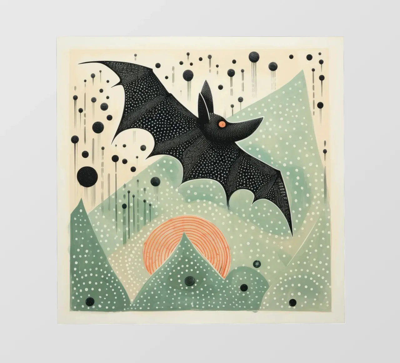 Pipistrello verde 3 pellicola backlit da Minimal Animal Art
