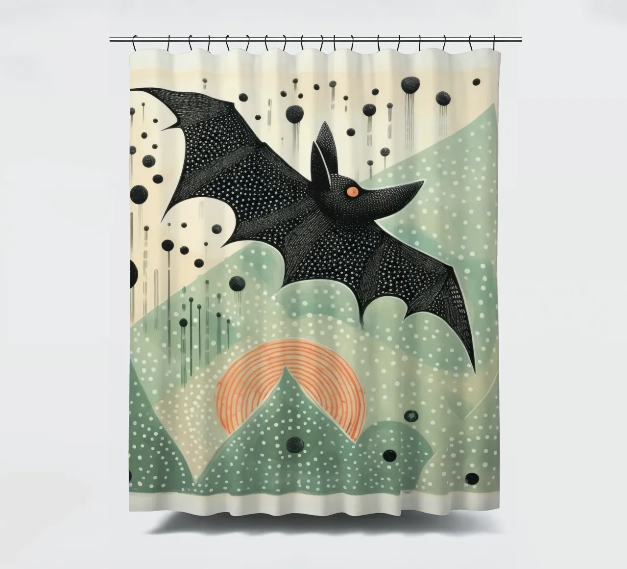 Pipistrello verde 3 tenda da doccia da Minimal Animal Art