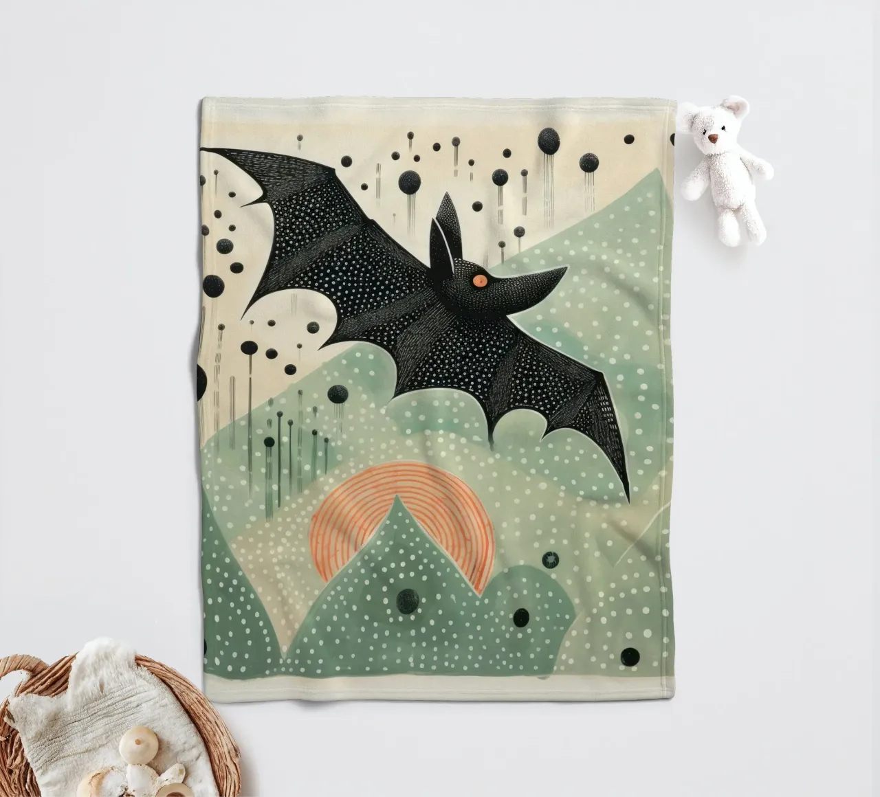 Pipistrello verde 3 coperta in pile da Minimal Animal Art