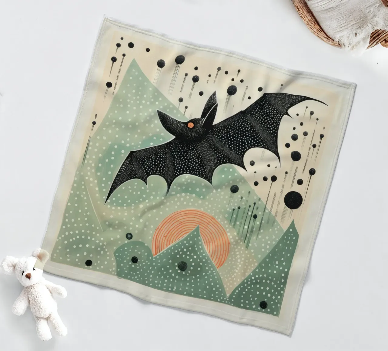 Pipistrello verde 3 coperta in pile da Minimal Animal Art