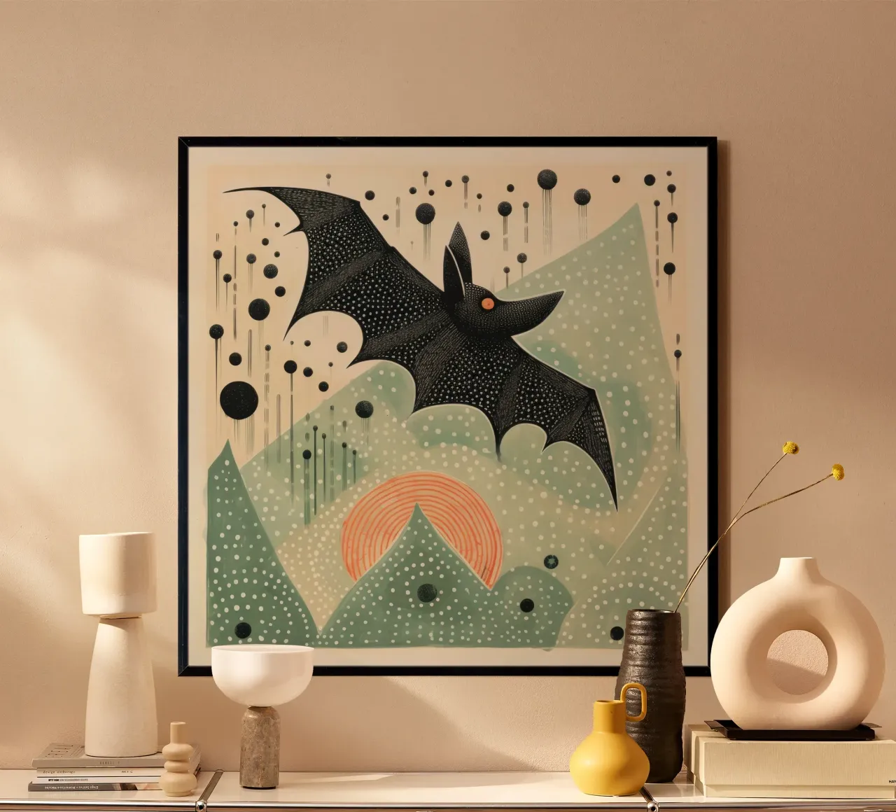 Pipistrello verde 3 carta hahnemühle da Minimal Animal Art