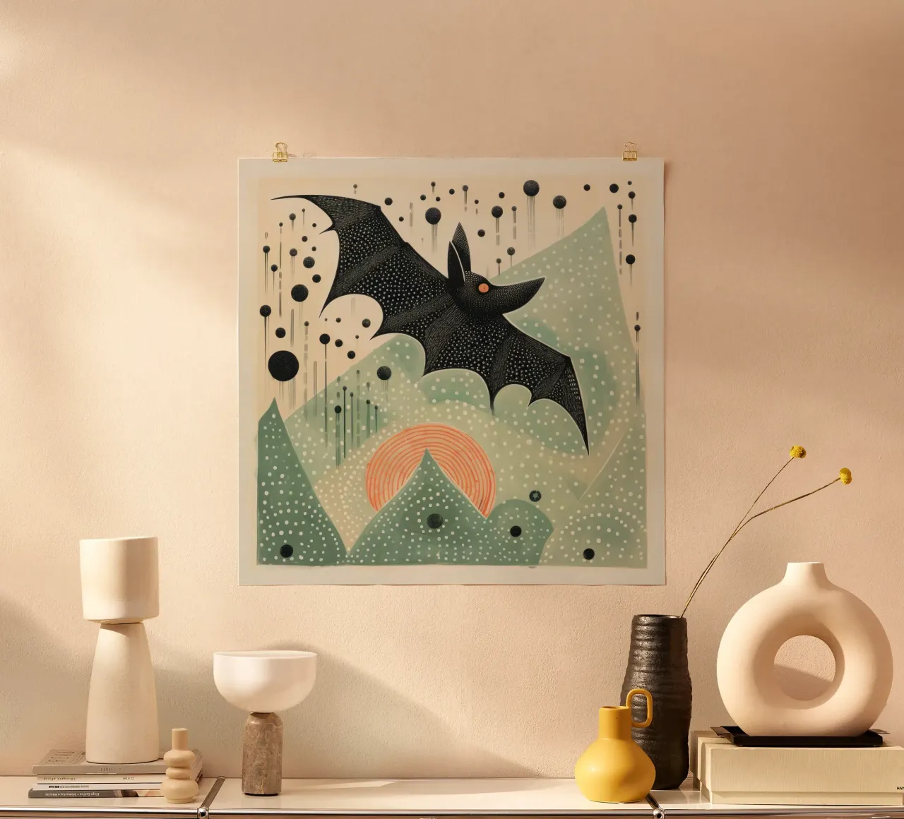 Pipistrello verde 3 carta hahnemühle da Minimal Animal Art