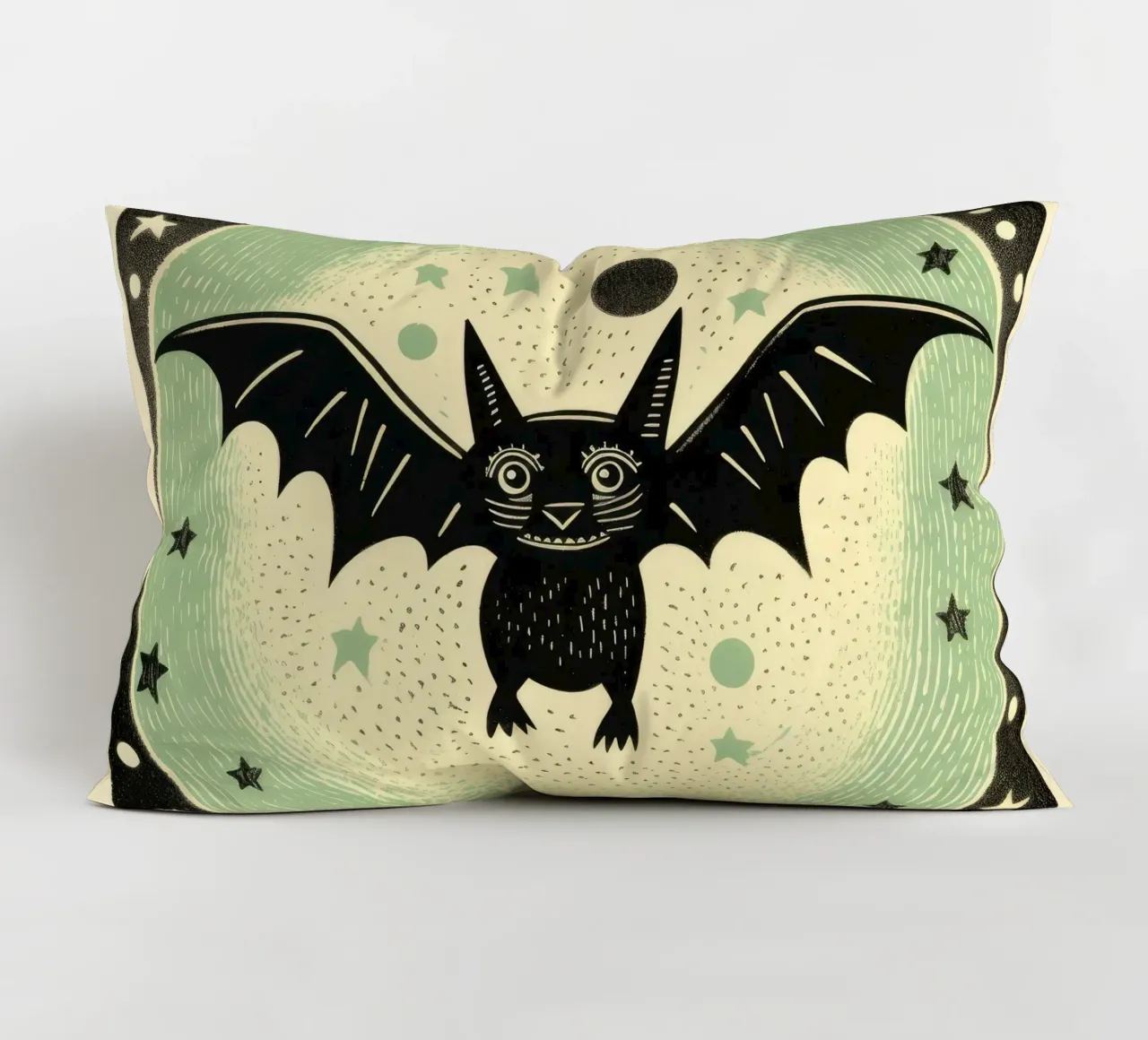 Pipistrello verde 4 cuscino da Minimal Animal Art