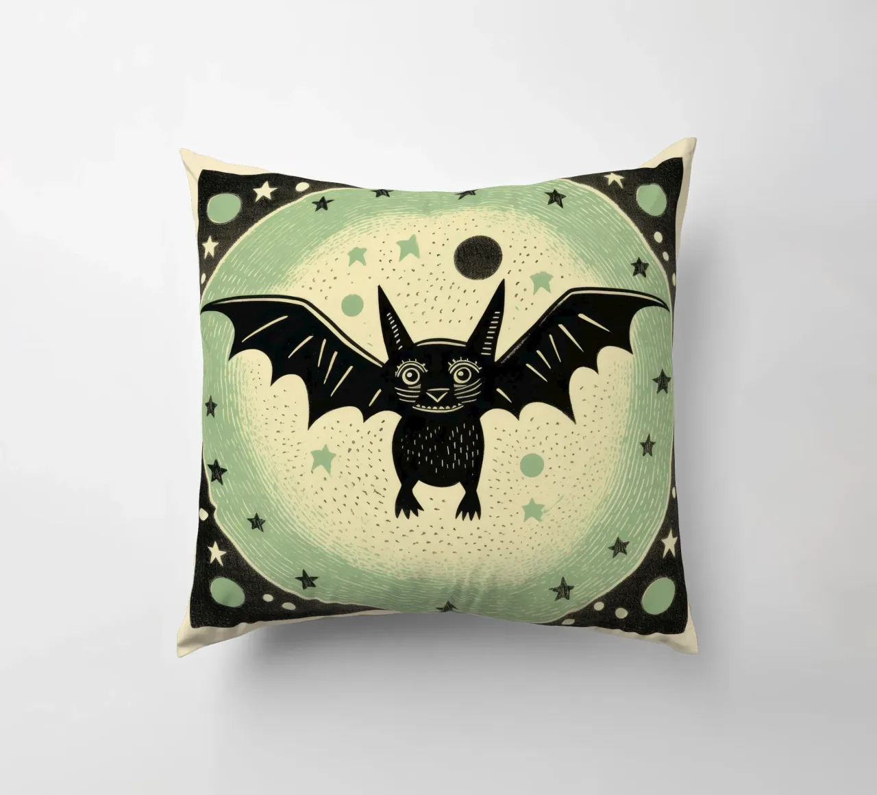 Pipistrello verde 4 cuscino da Minimal Animal Art
