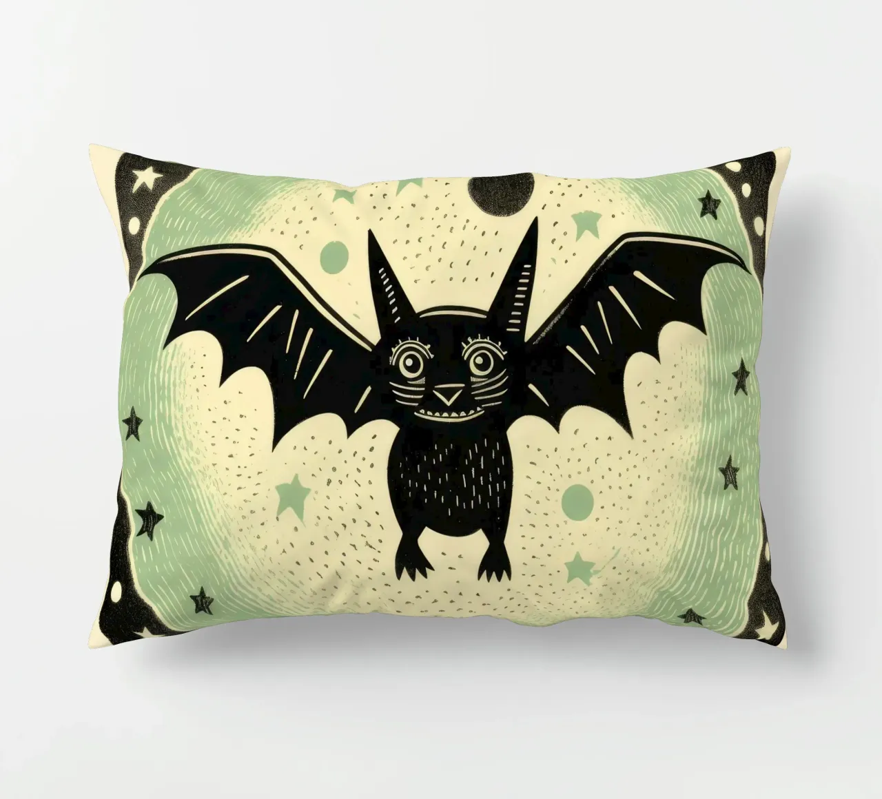 Pipistrello verde 4 cuscino da Minimal Animal Art