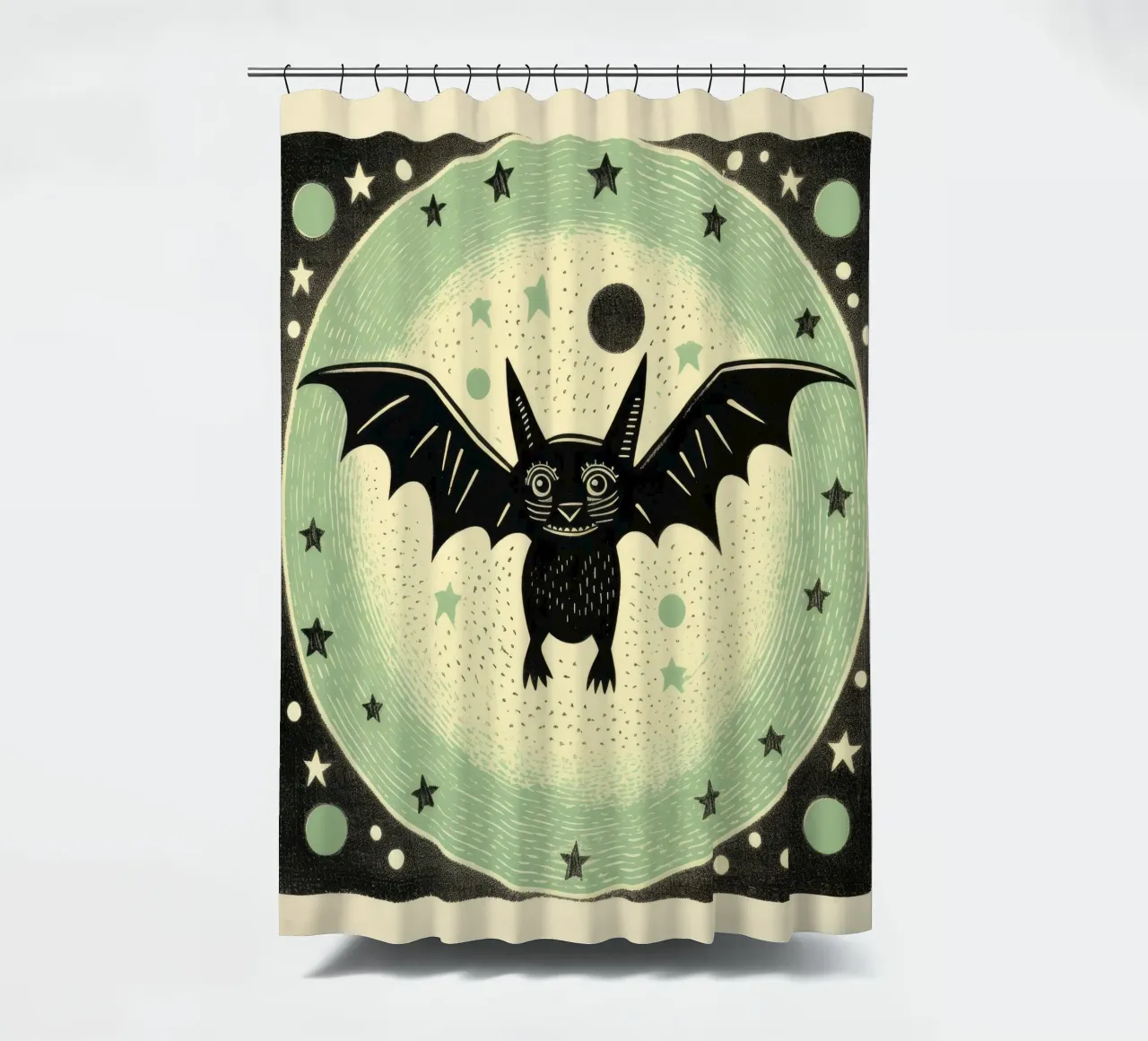 Pipistrello verde 4 tenda da doccia da Minimal Animal Art