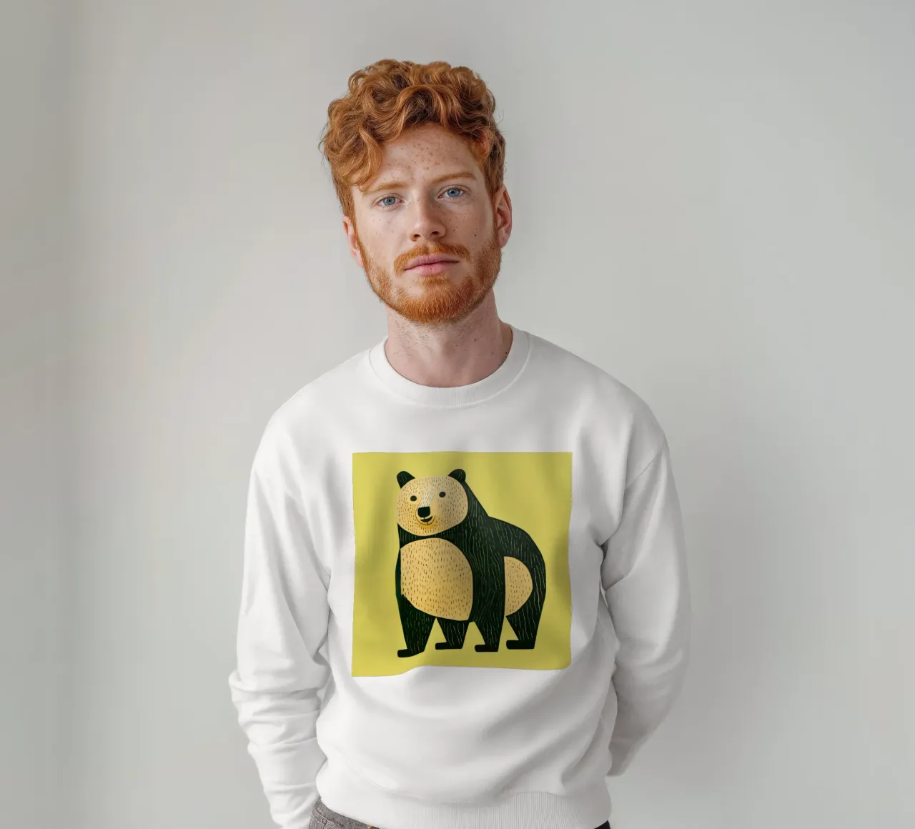 Orso verde 1 felpa da Minimal Animal Art