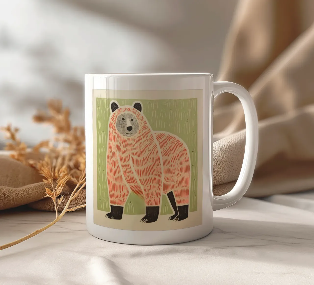 Orso verde 2 tazza in ceramica da Minimal Animal Art