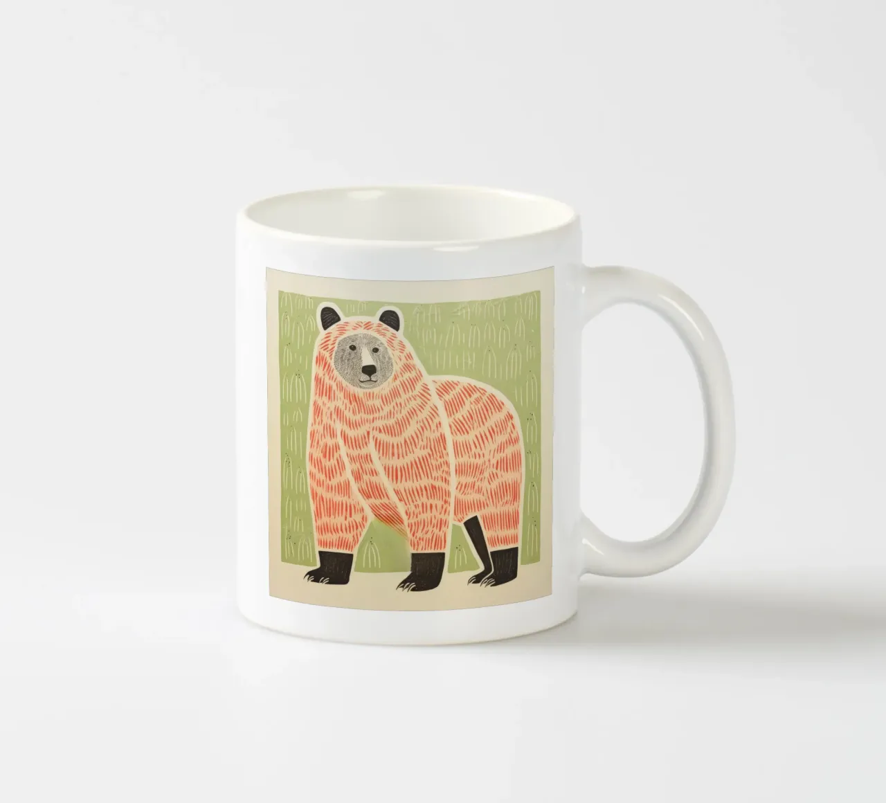Orso verde 2 tazza in ceramica da Minimal Animal Art