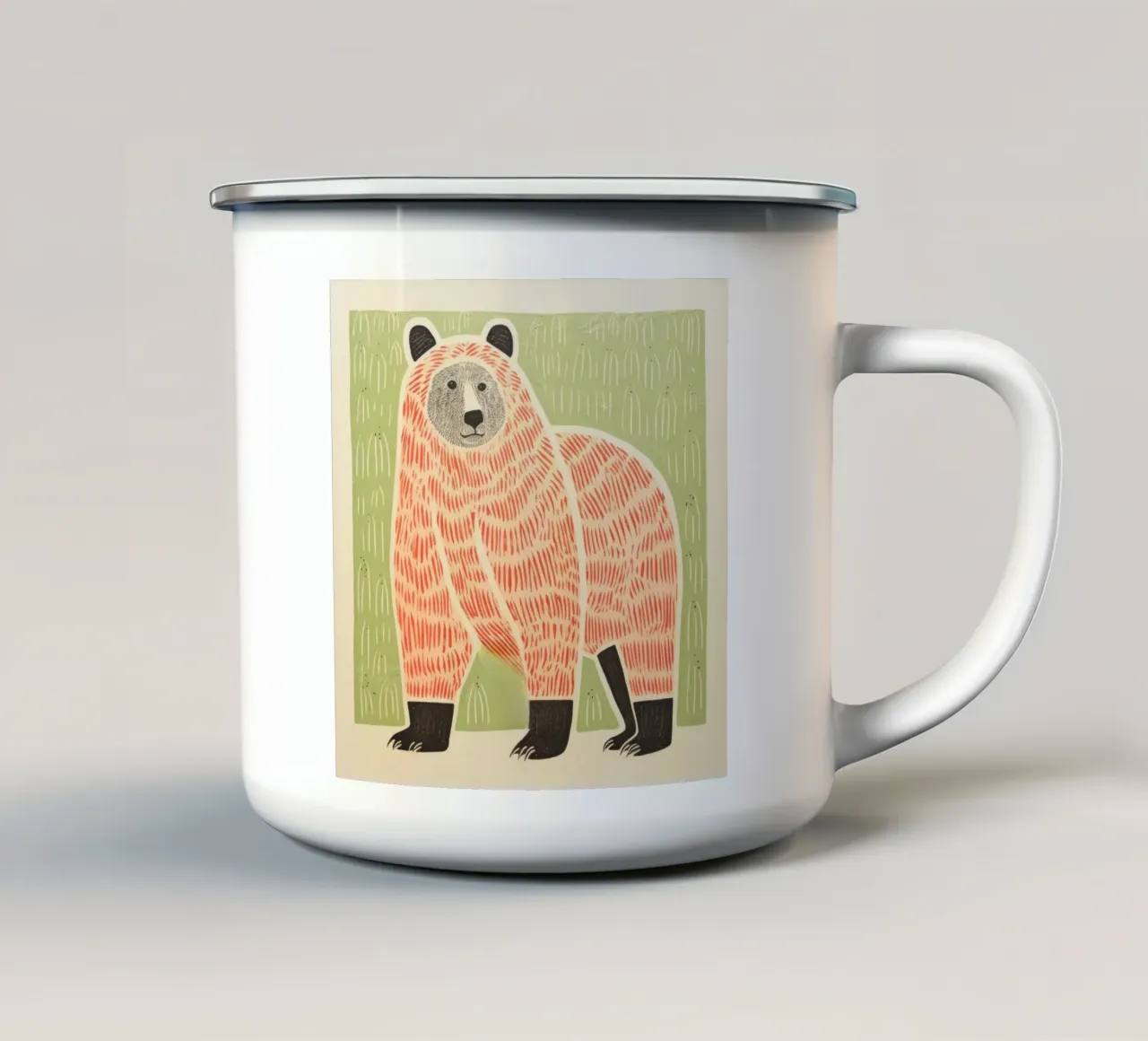Orso verde 2 tazza in smalto da Minimal Animal Art