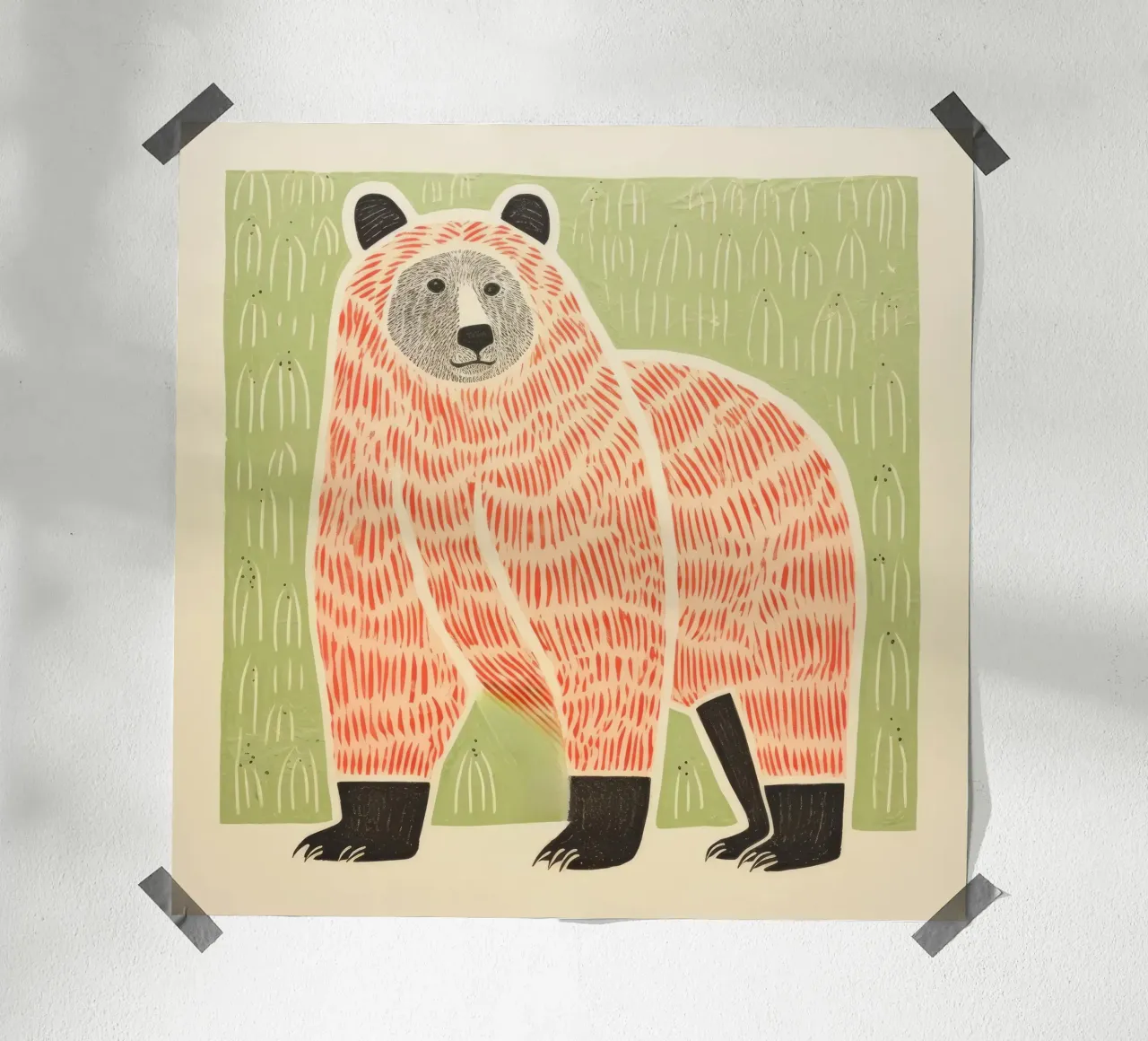 Orso verde poster da Minimal Animal Art