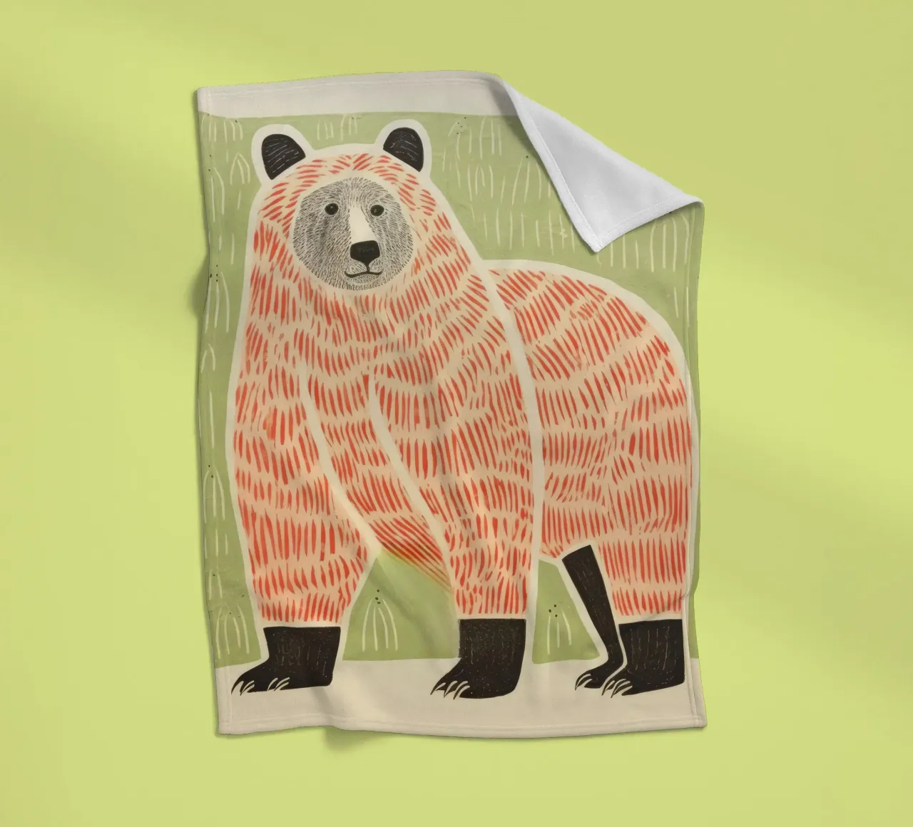 Orso verde 2 coperta in pile da Minimal Animal Art