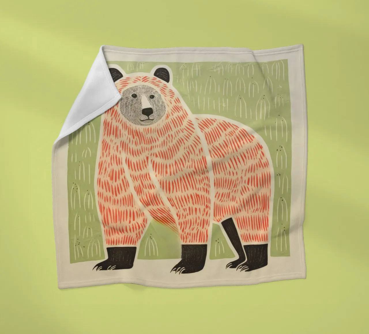 Orso verde 2 coperta in pile da Minimal Animal Art