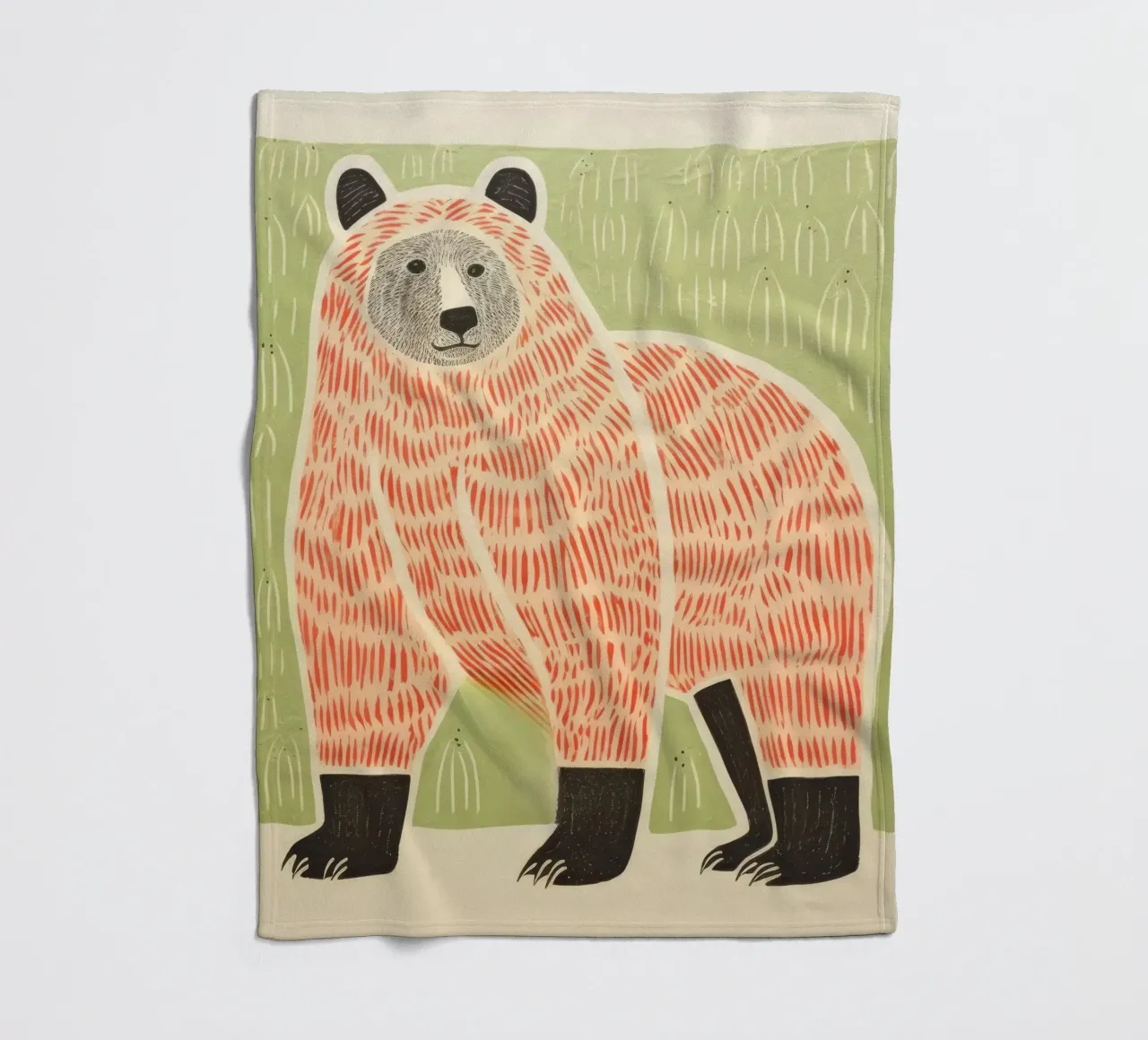 Orso verde 2 coperta in pile da Minimal Animal Art
