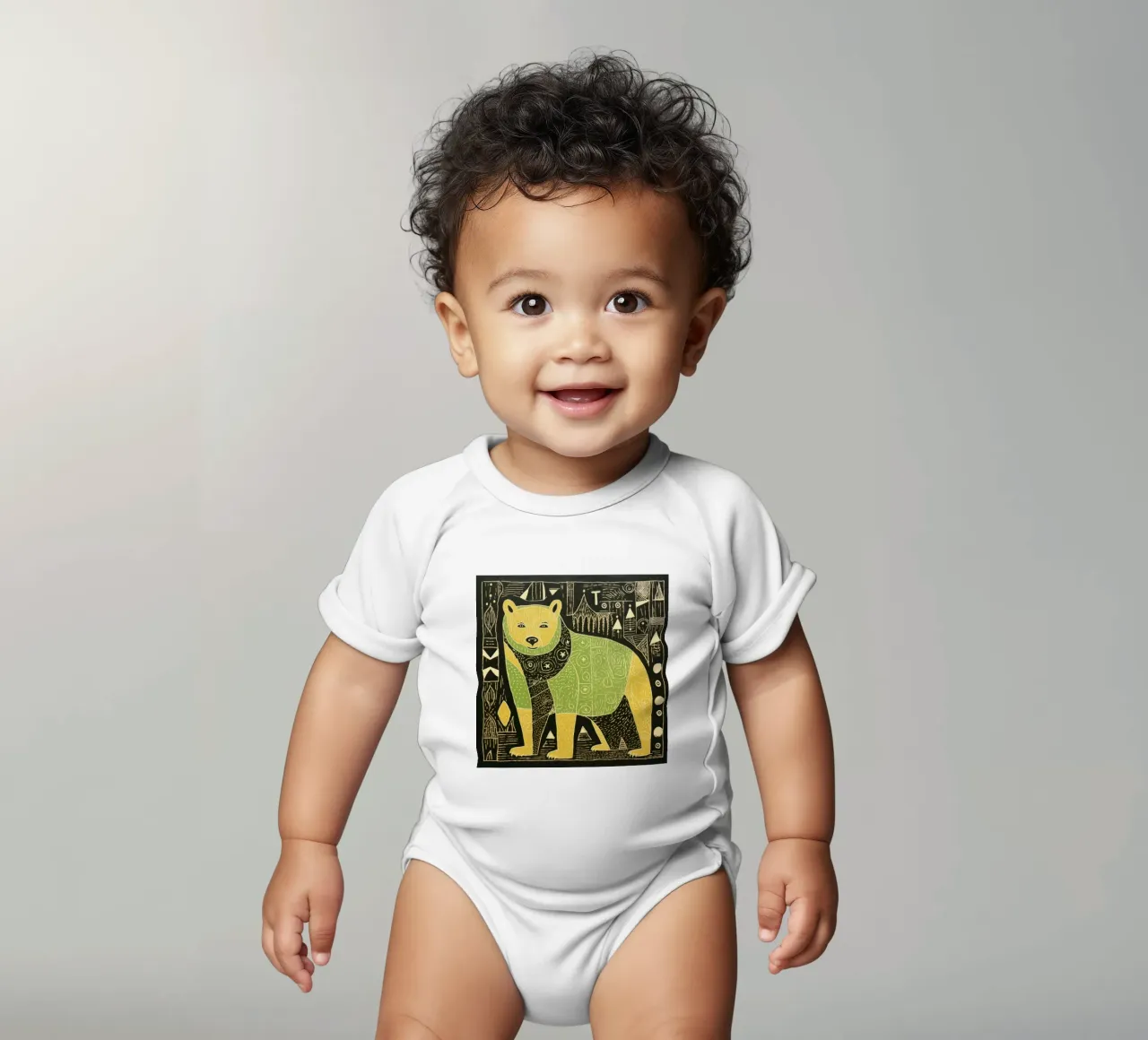 Orso verde 3 body neonato maniche corte da Minimal Animal Art