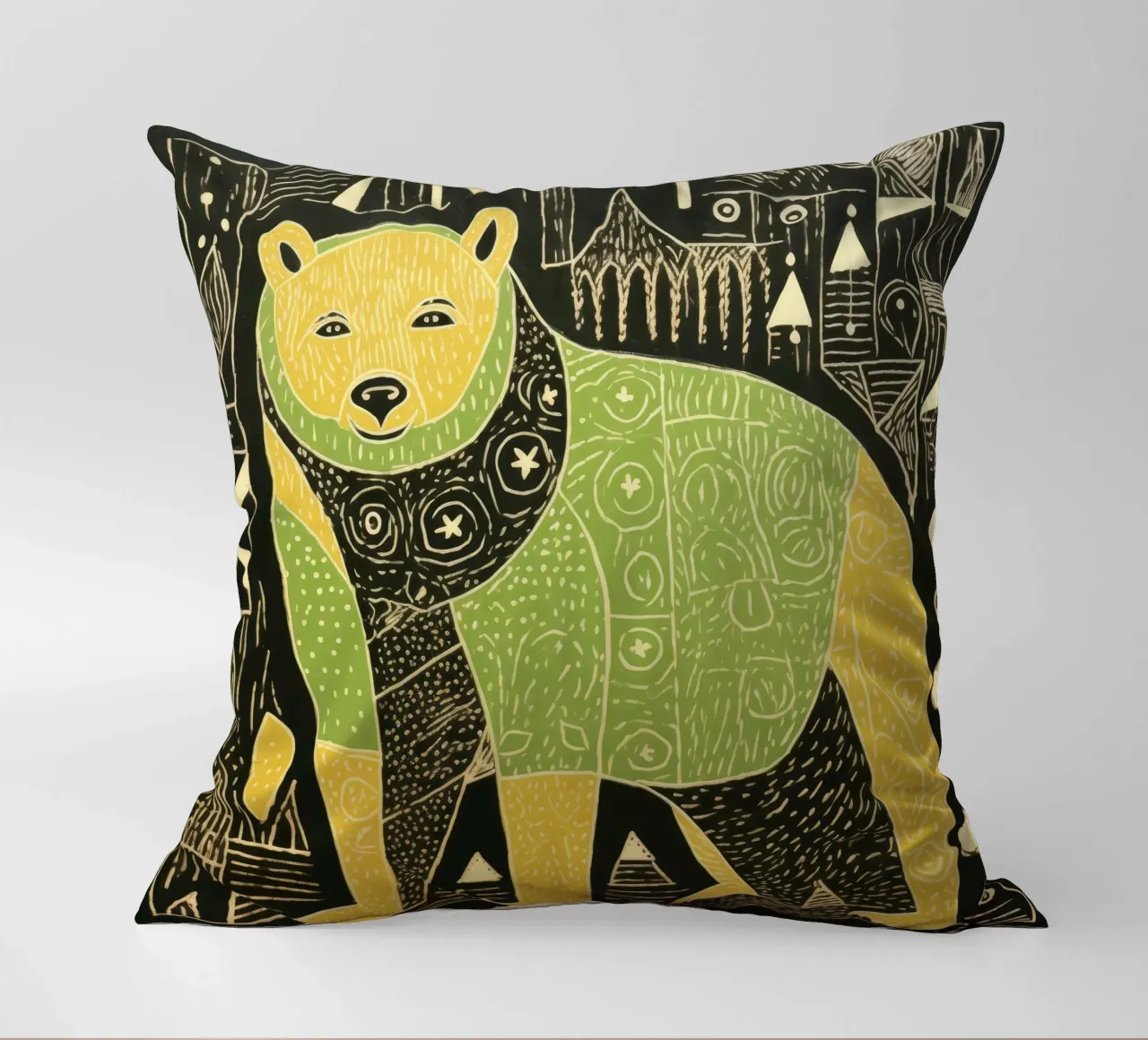 Orso verde 3 cuscino da Minimal Animal Art