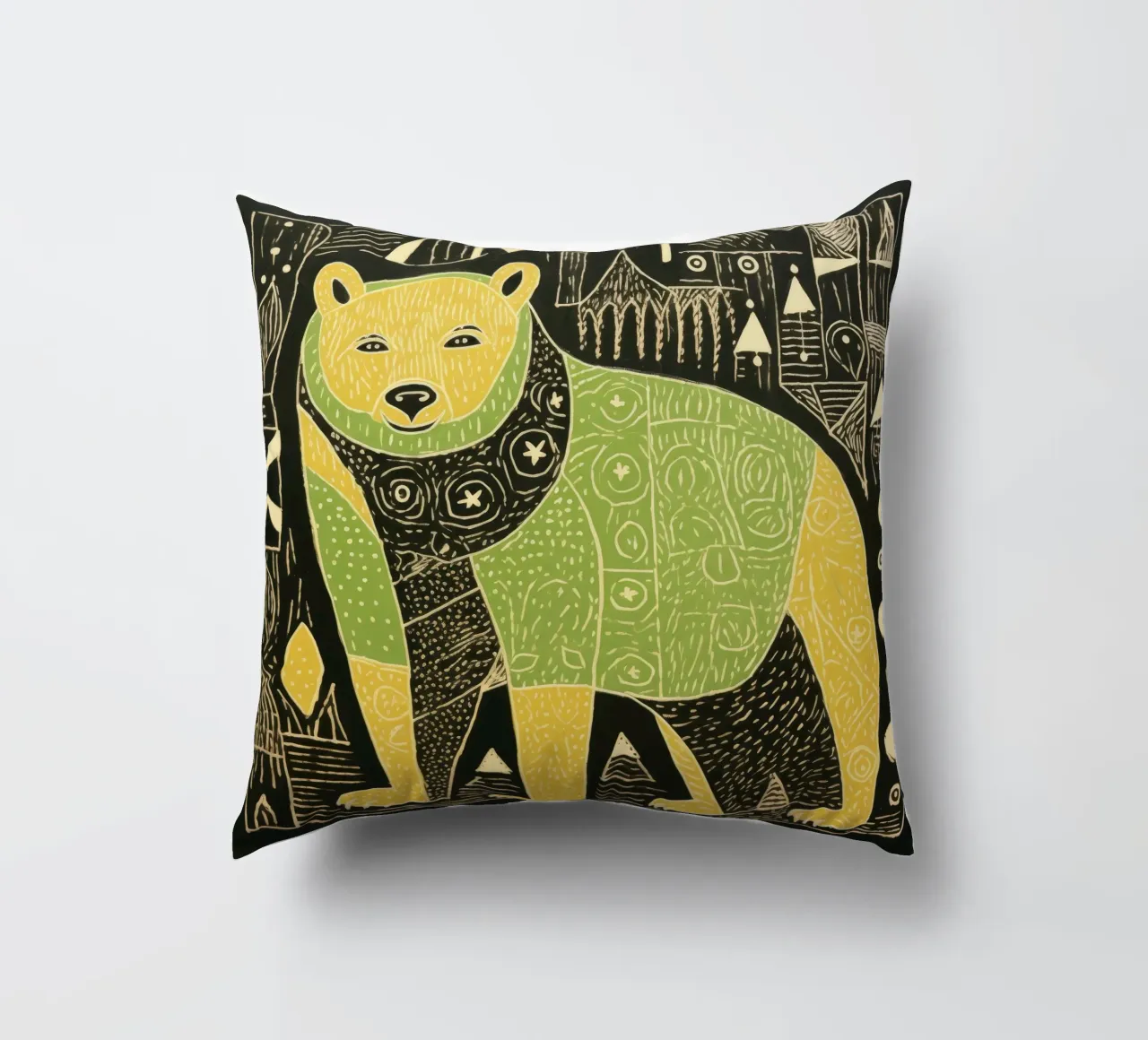 Orso verde 3 cuscino da Minimal Animal Art