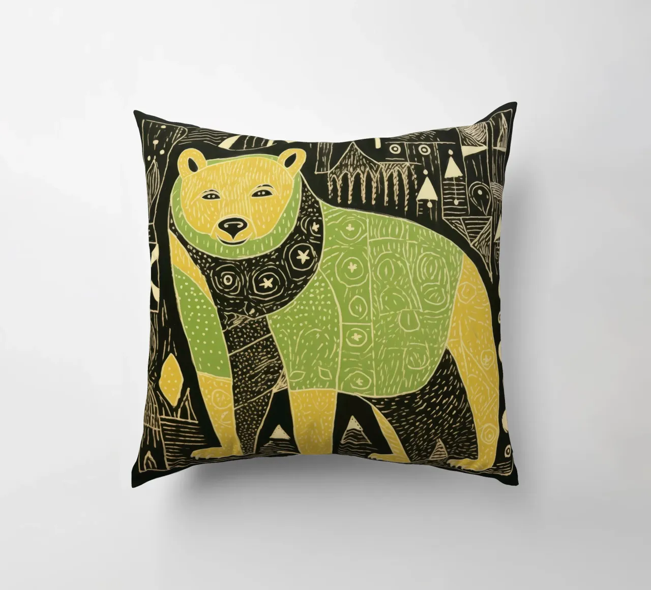 Orso verde 3 cuscino da Minimal Animal Art