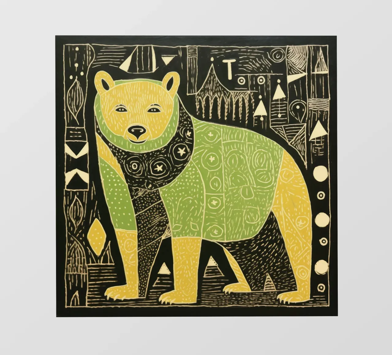 Orso verde 3 pellicola backlit da Minimal Animal Art