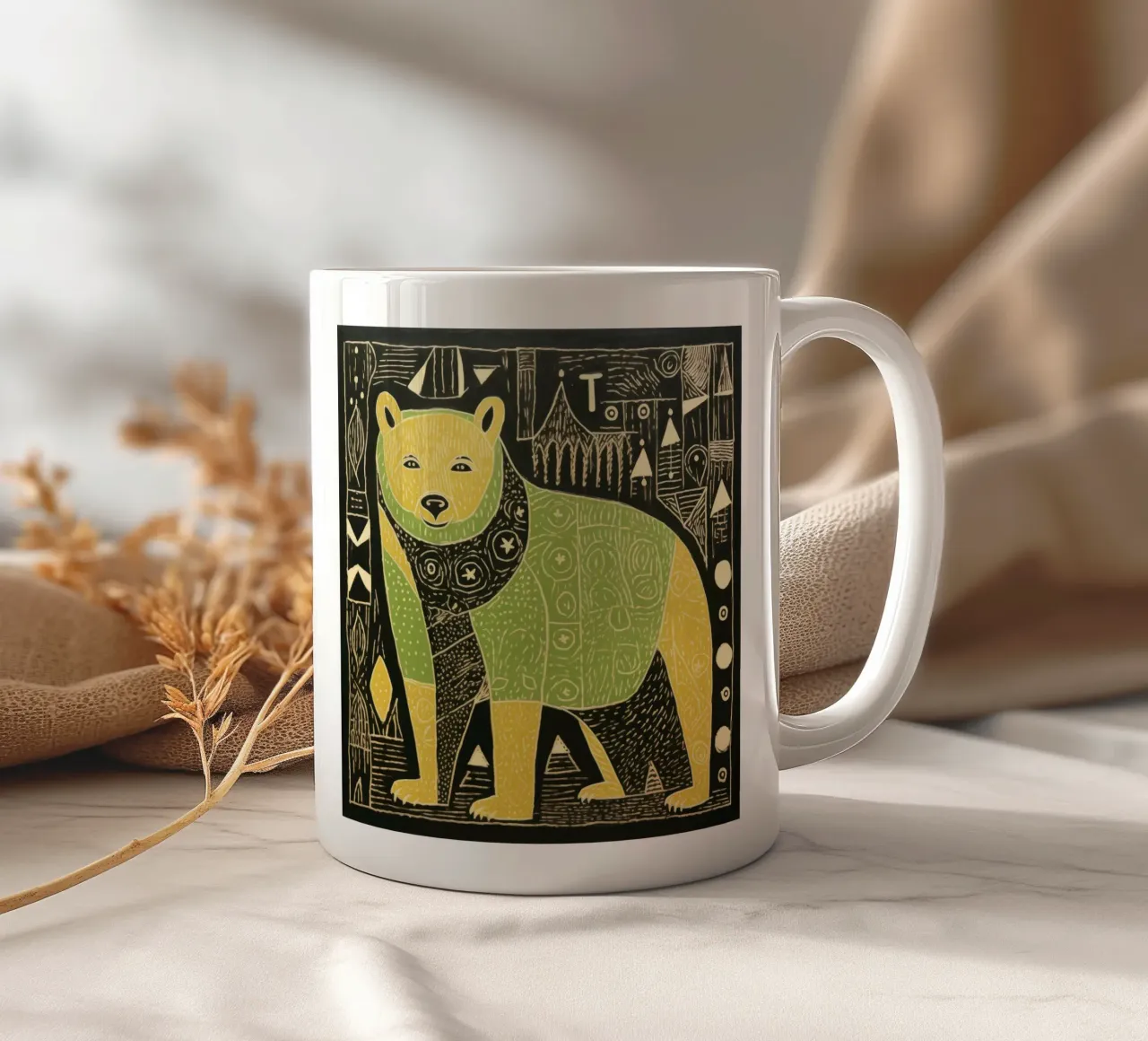 Orso verde 3 tazza in ceramica da Minimal Animal Art
