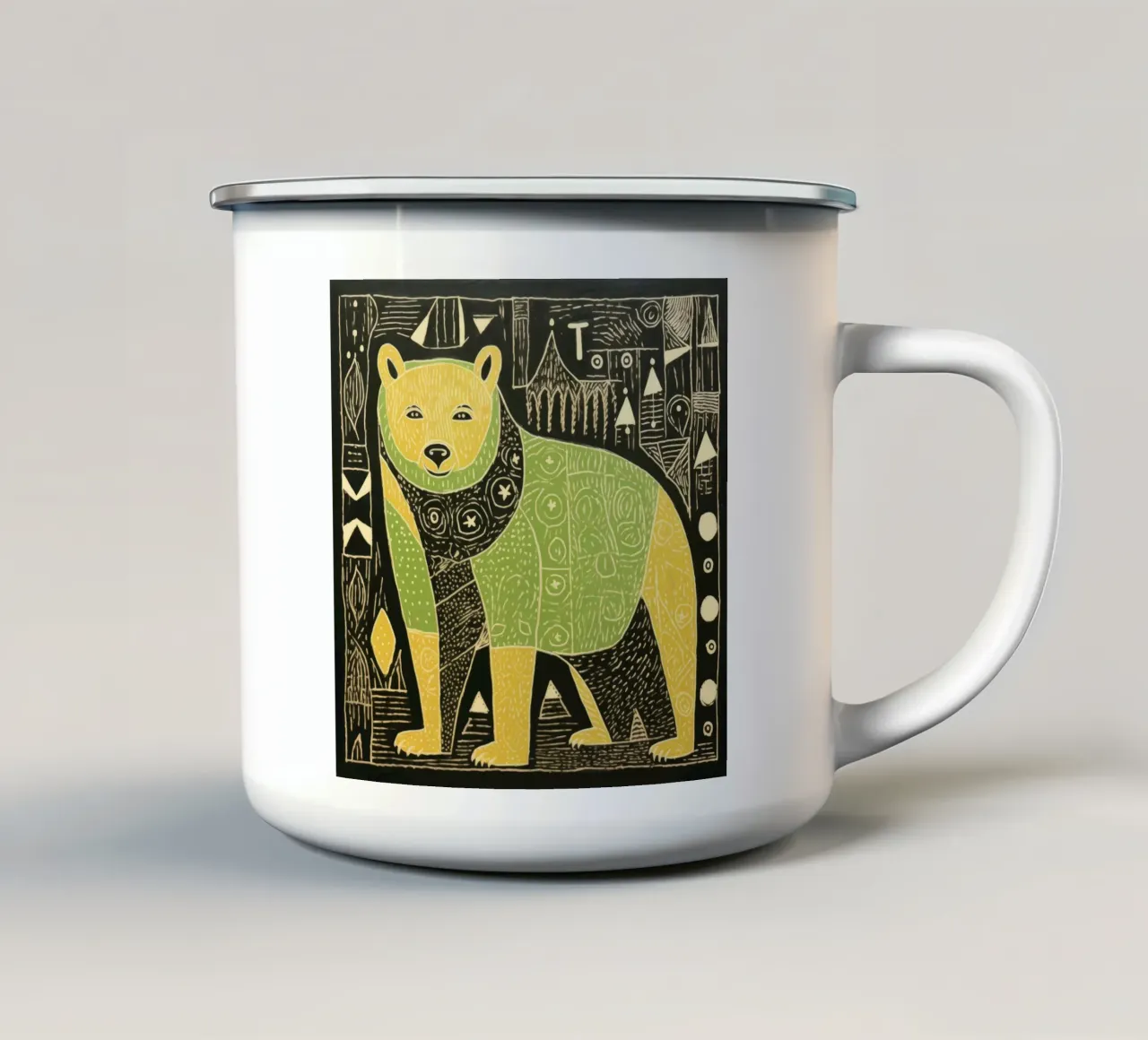 Orso verde 3 tazza in smalto da Minimal Animal Art