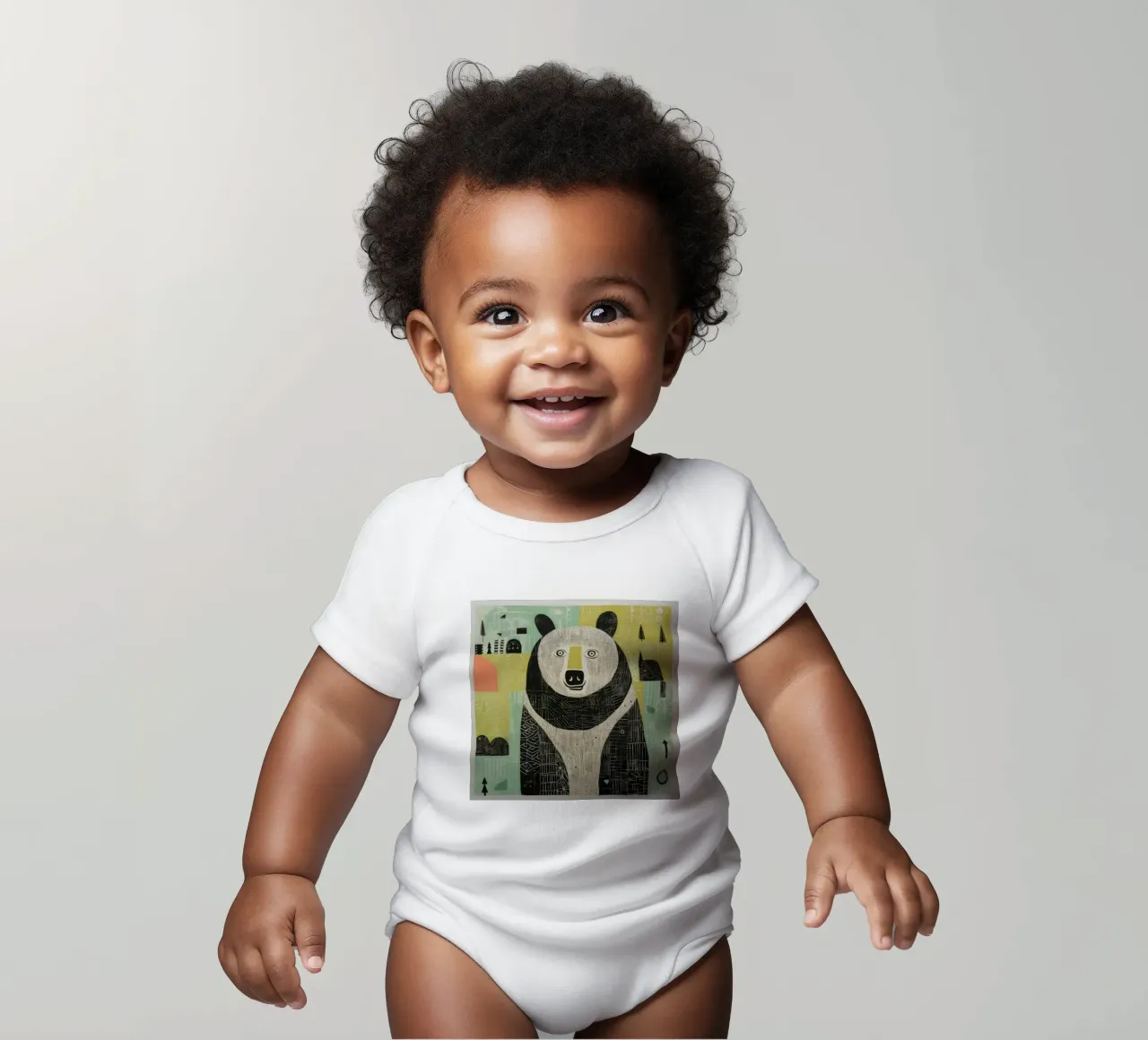 Orso verde 4 body neonato maniche corte da Minimal Animal Art