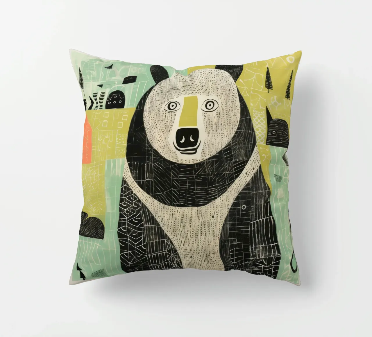 Orso verde 4 cuscino da Minimal Animal Art