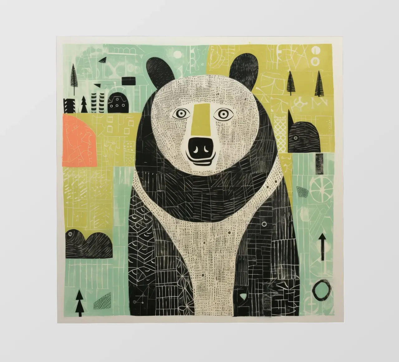Orso verde 4 pellicola backlit da Minimal Animal Art