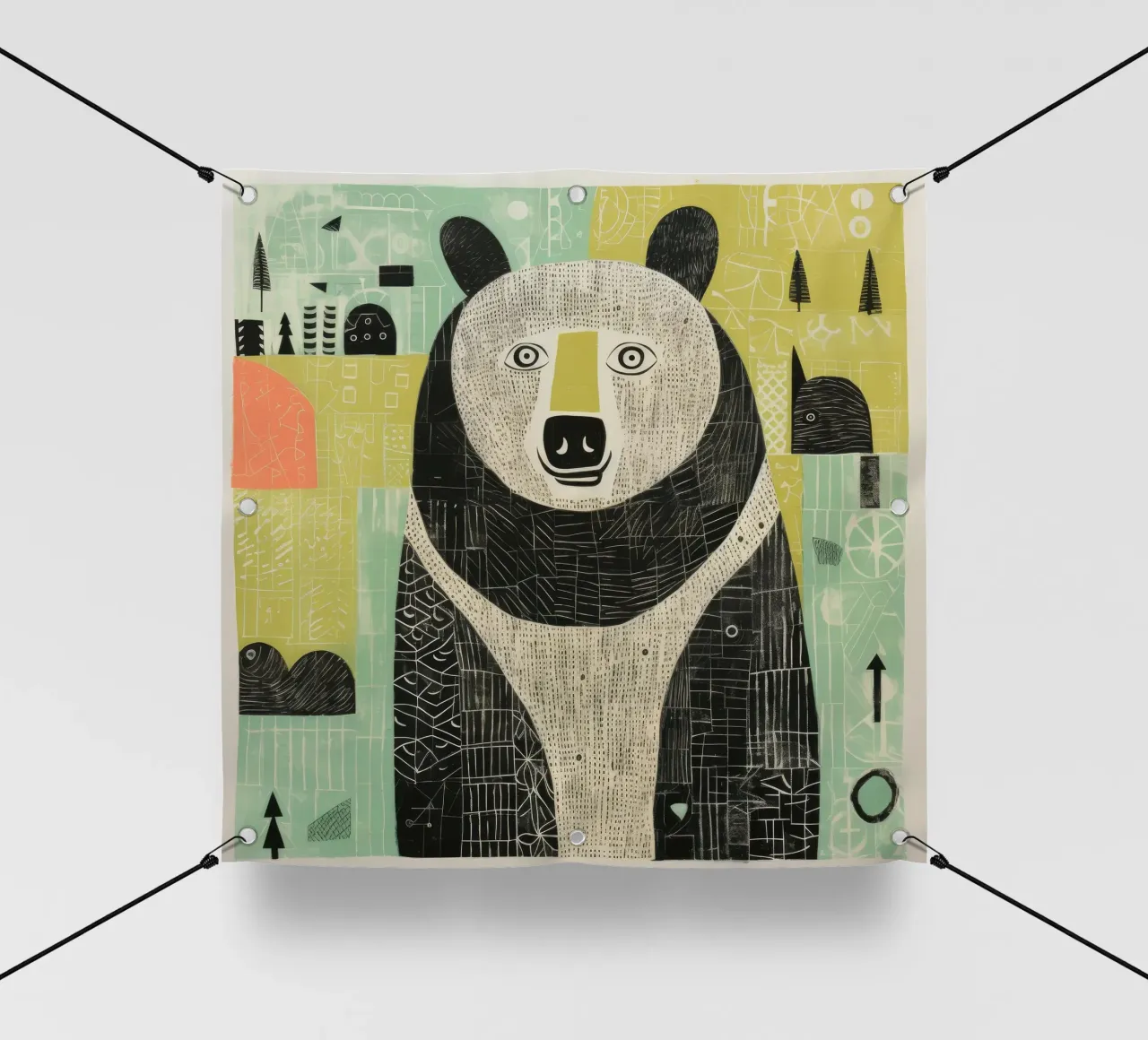 Orso verde 4 telo in pvc da Minimal Animal Art