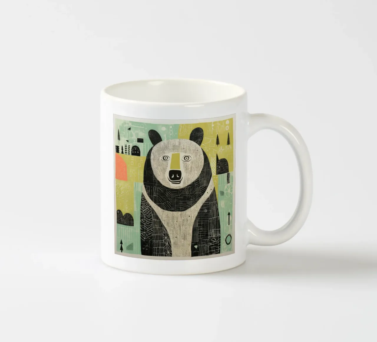 Orso verde 4 tazza in ceramica da Minimal Animal Art