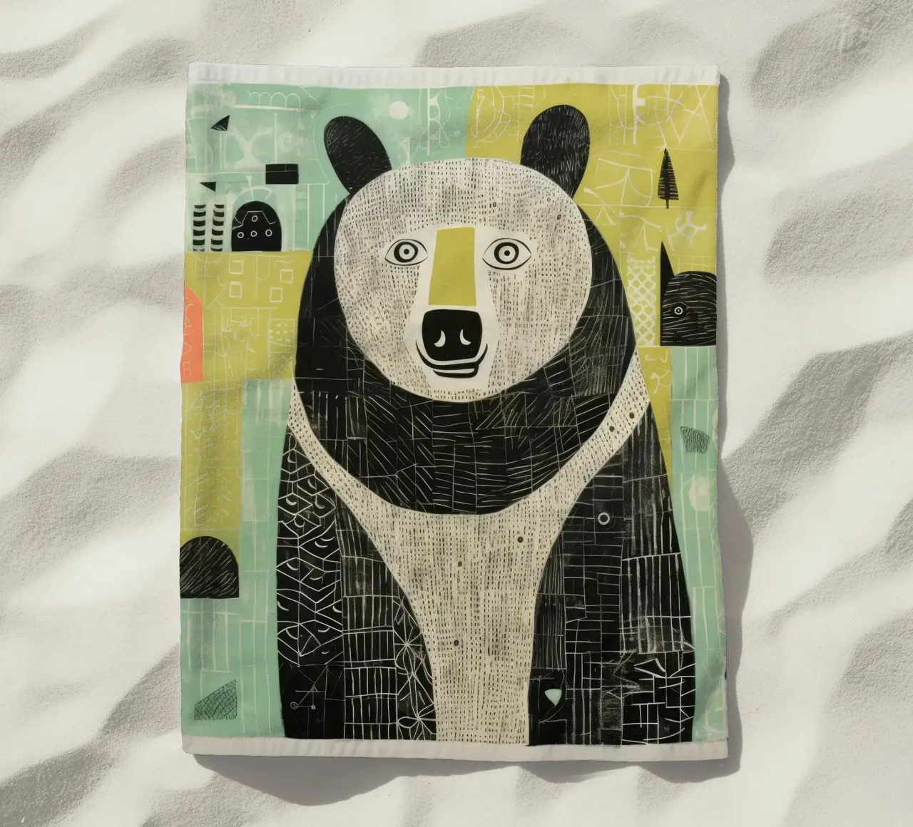 Orso verde 4 telo mare da Minimal Animal Art